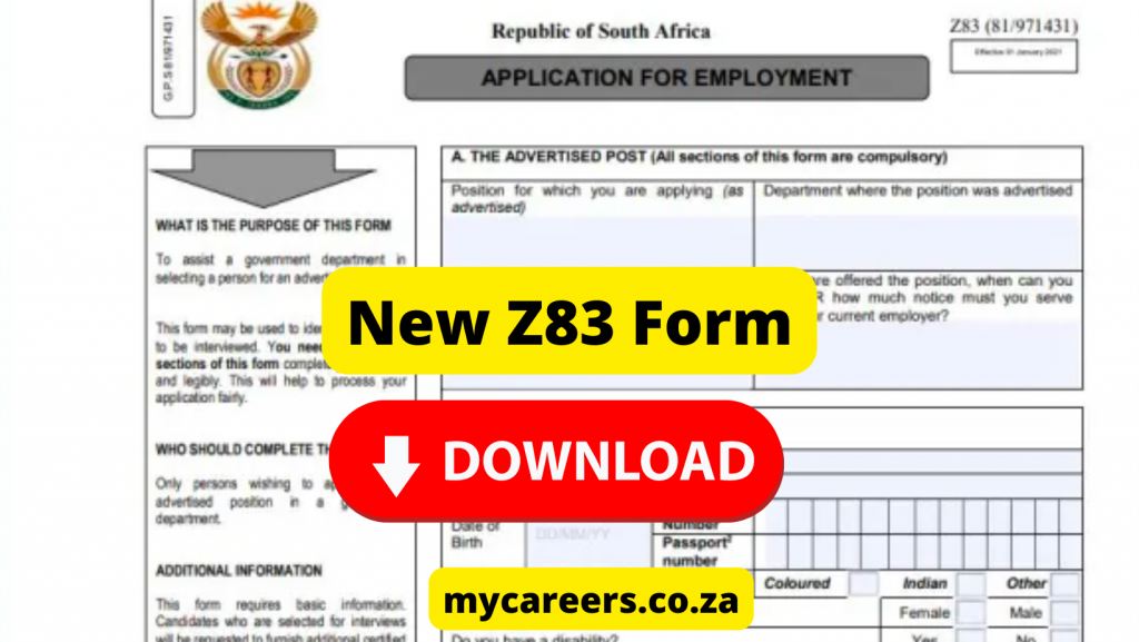 Z83 Form Job Application Za 8814