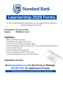 Standard bank learnership