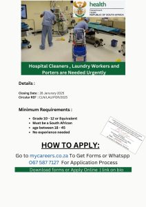 CLEANER, PORTER & LAUNDRY WORKER POSITIONS