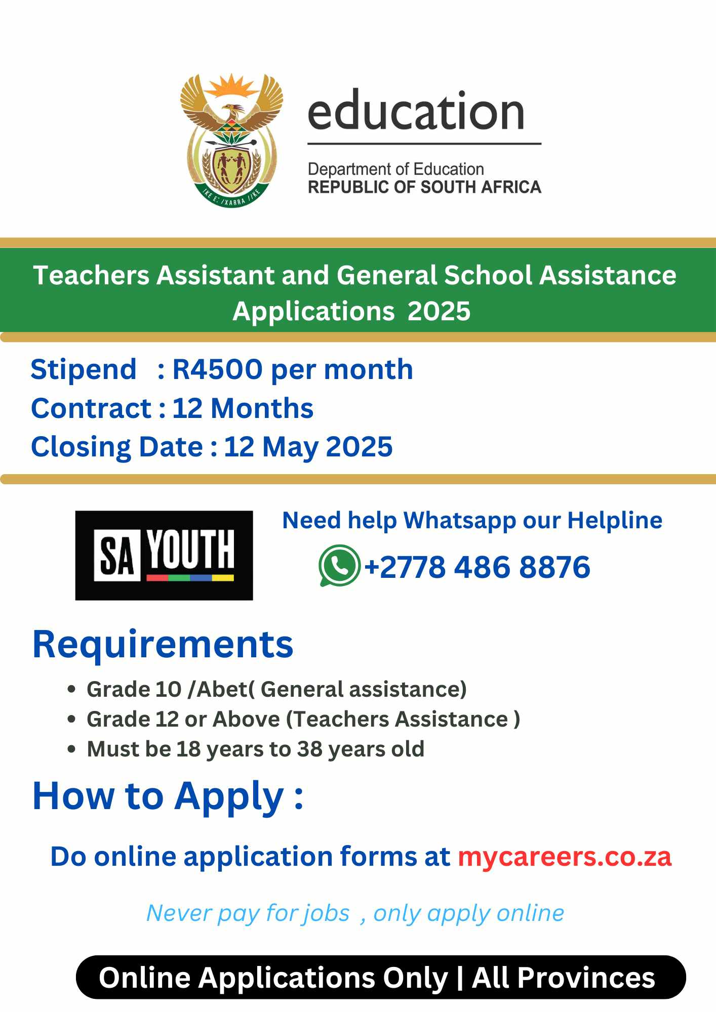 Teachers Assistant Applications